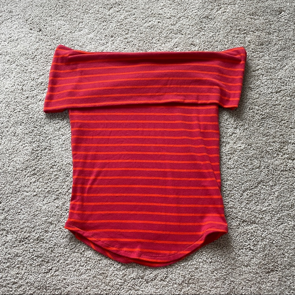 We the Free striped off the shoulder top